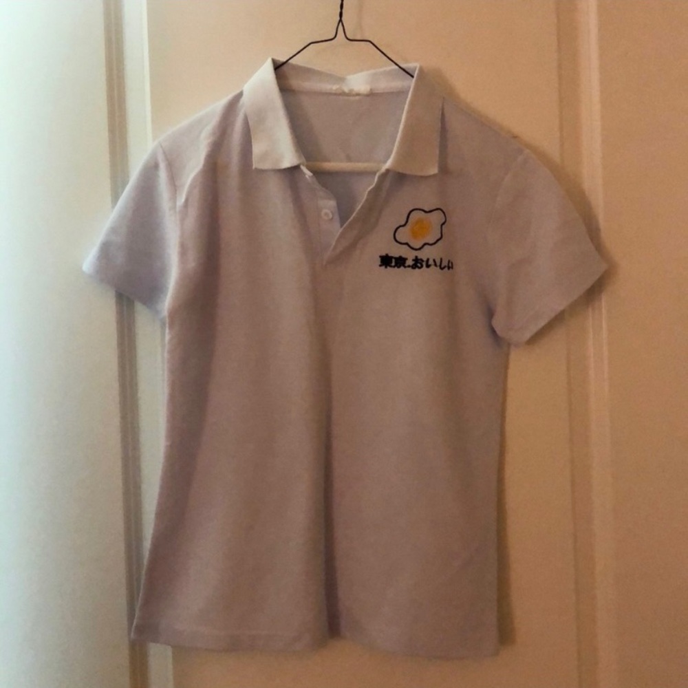 sunny side up egg graphic polo shirt